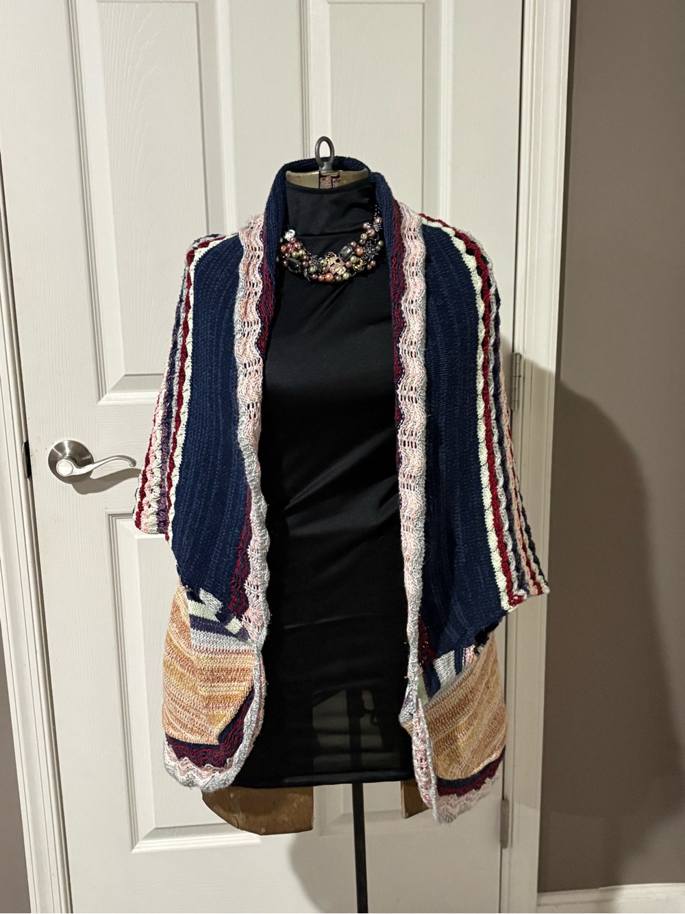 Anthropologie Moth L Multicolor Open Knit Oversized Cardigan Pockets